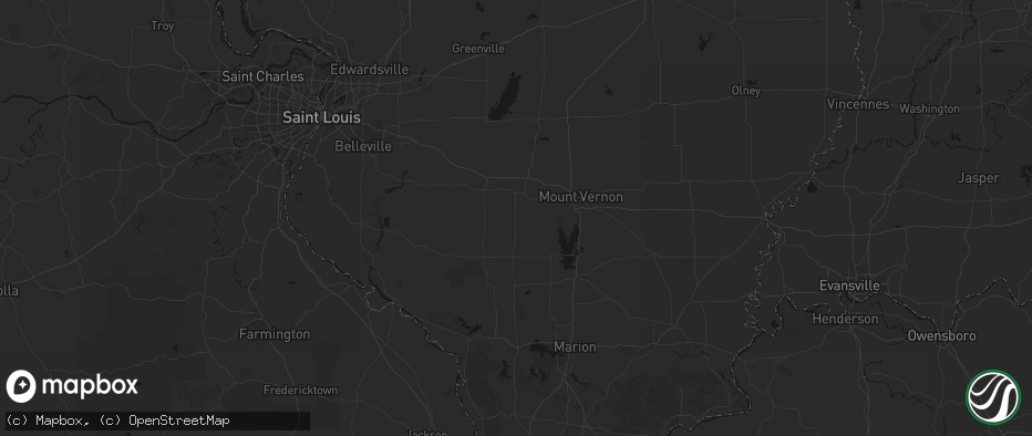 Hail map in Du Bois, IL on July 8, 2026