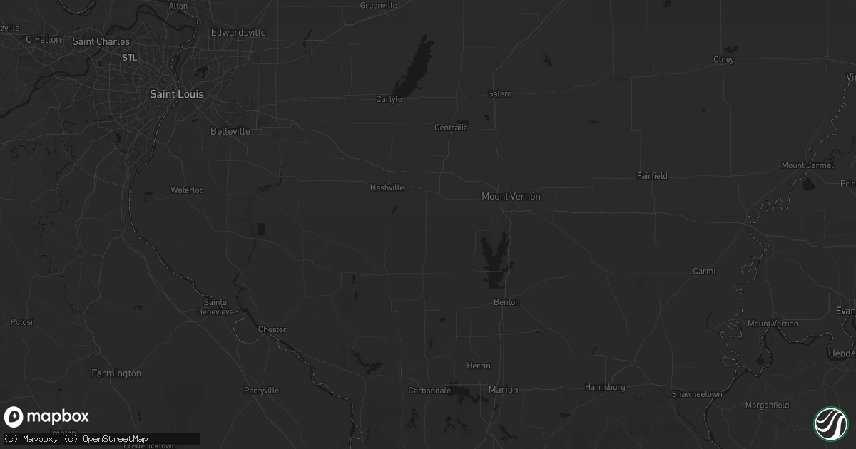 Hail map in Du Bois, IL on July 8, 2026