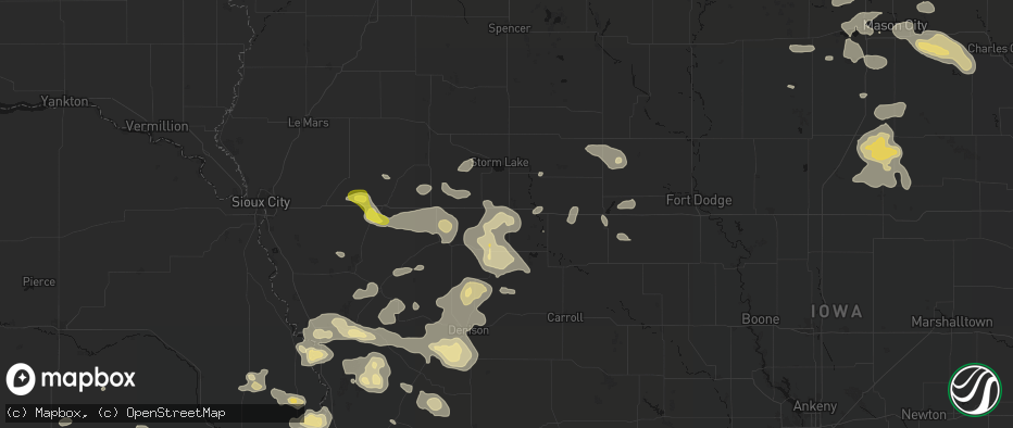 Hail map in Early, IA on July 8, 2026