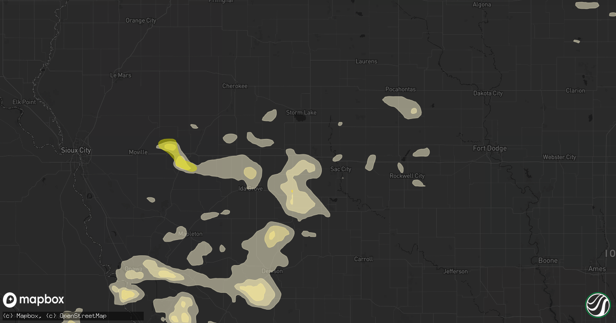 Hail map in Early, IA on July 8, 2026