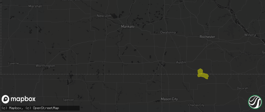 Hail map in Easton, MN on July 8, 2026