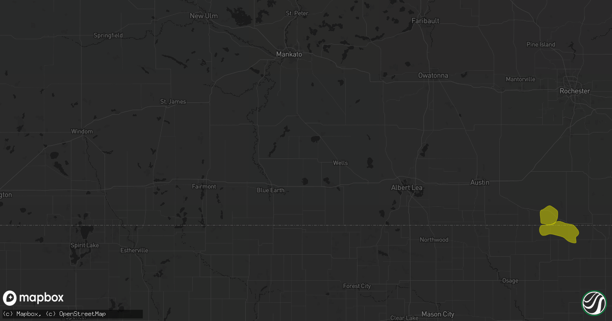 Hail map in Easton, MN on July 8, 2026