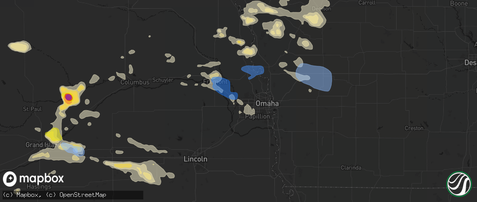 Hail map in Elkhorn, NE on July 8, 2026