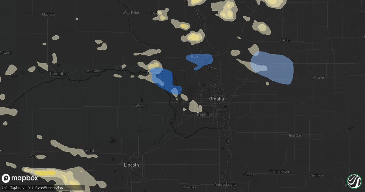 Hail map in Elkhorn, NE on July 8, 2026