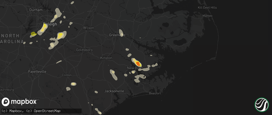 Hail map in Ernul, NC on July 8, 2026