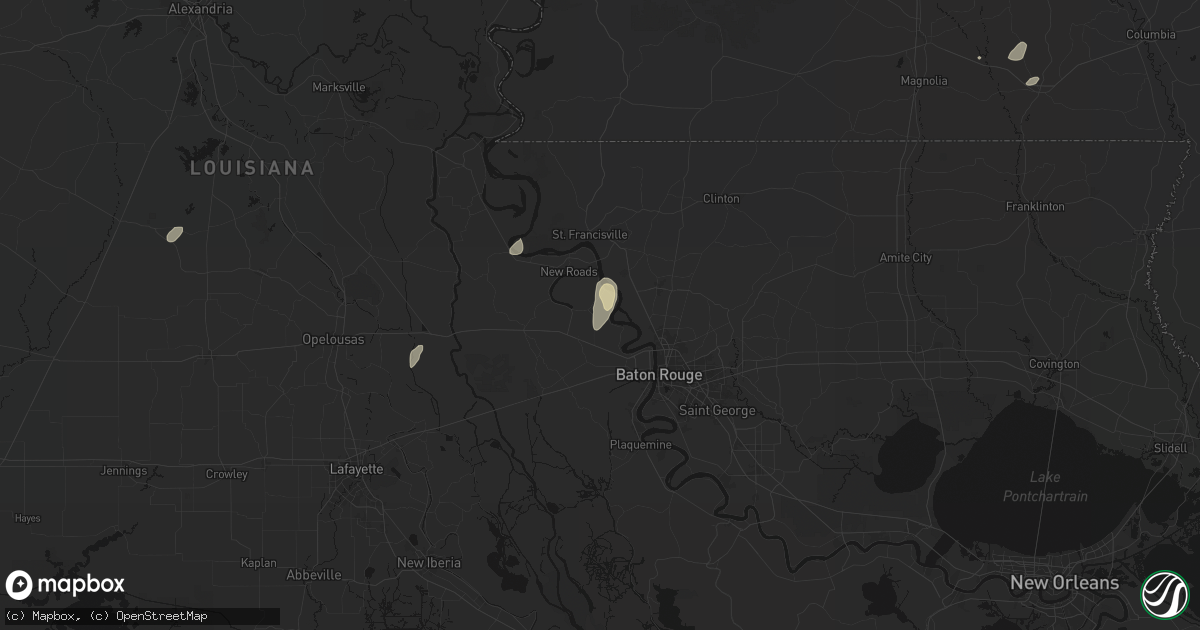 Hail map in Erwinville, LA on July 8, 2026