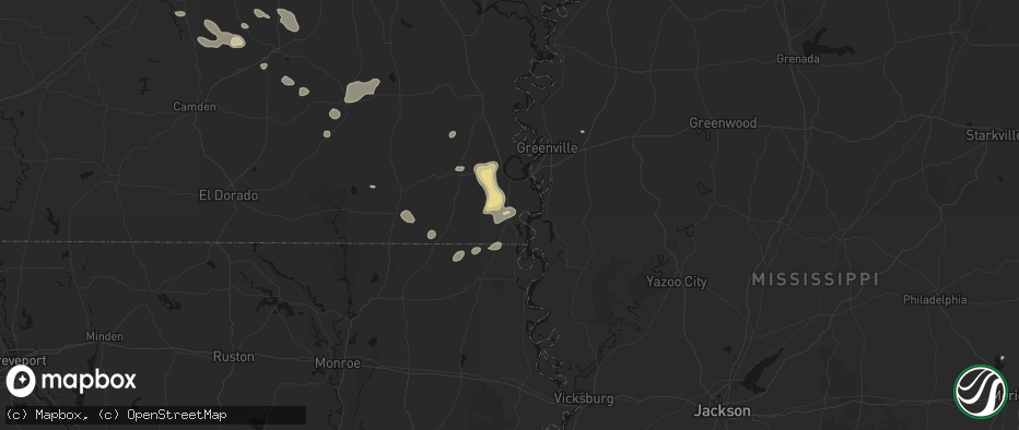 Hail map in Eudora, AR on July 8, 2026