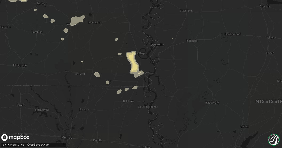 Hail map in Eudora, AR on July 8, 2026