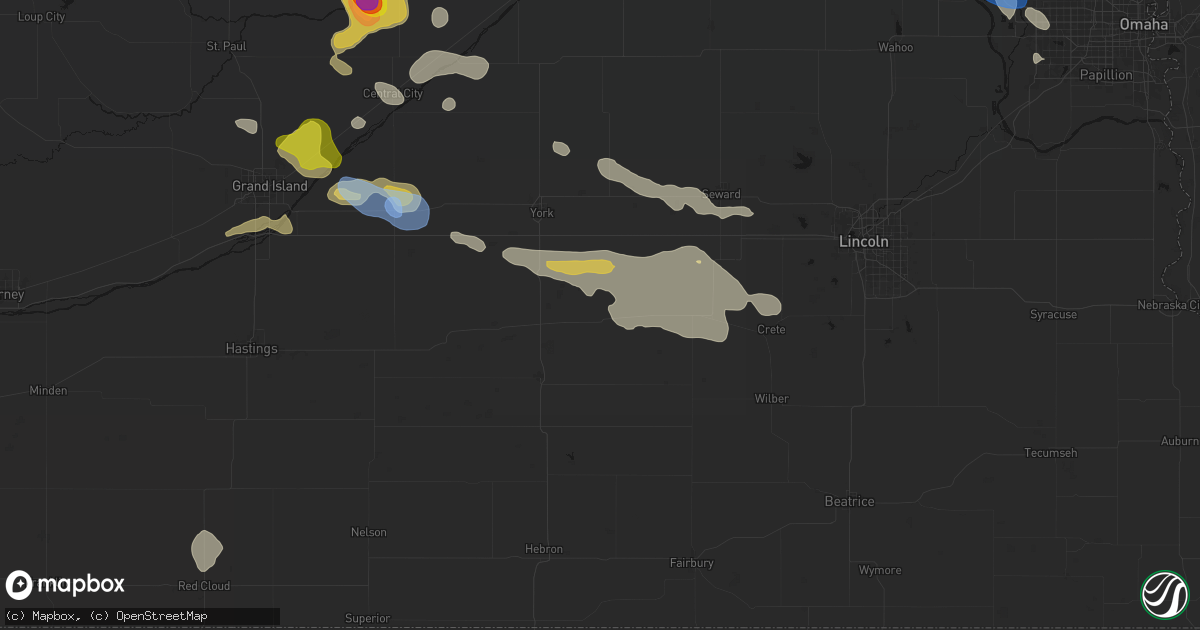 Hail map in Exeter, NE on July 8, 2026