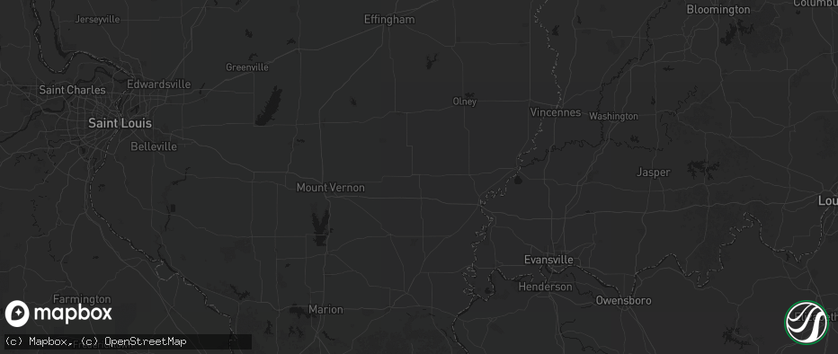 Hail map in Fairfield, IL on July 8, 2026