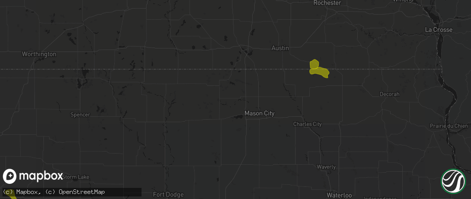 Hail map in Fertile, IA on July 8, 2026