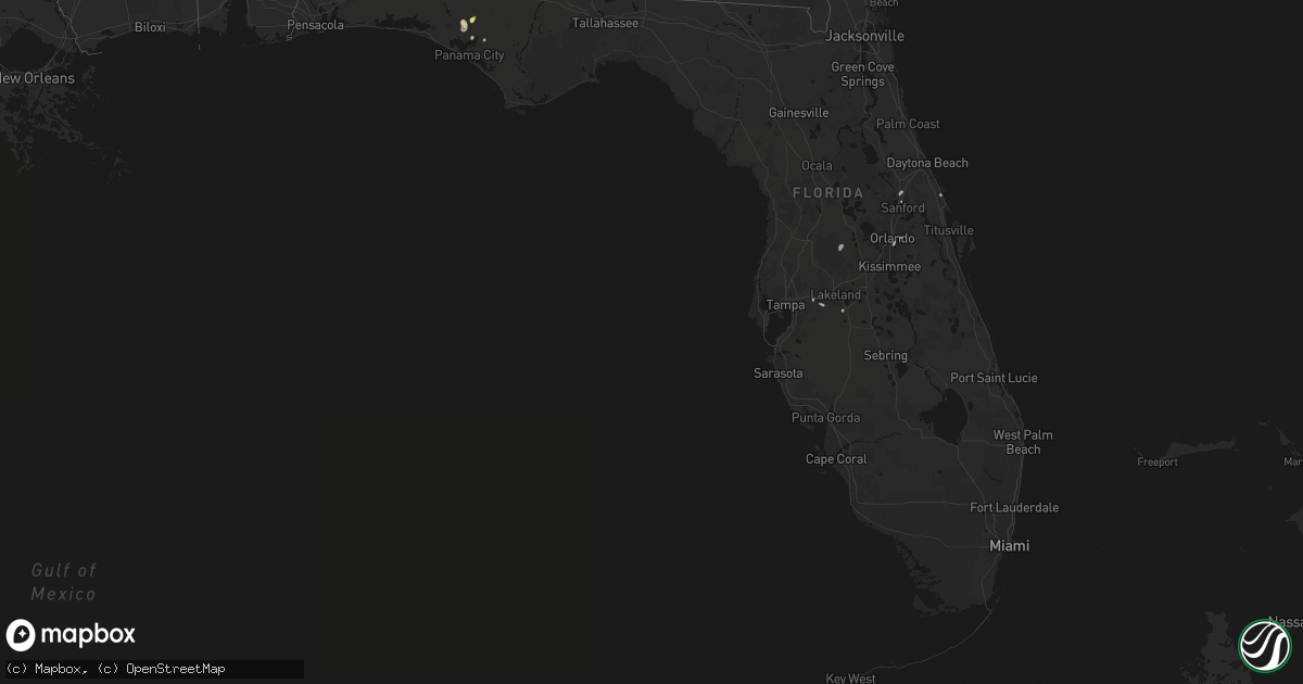 Hail map in Florida on July 8, 2026