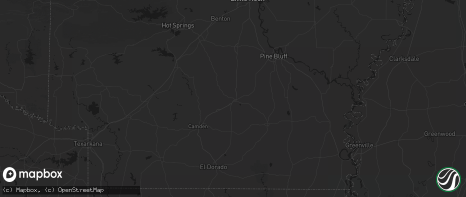 Hail map in Fordyce, AR on July 8, 2026