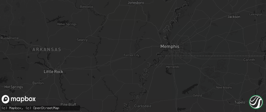 Hail map in Forrest City, AR on July 8, 2026