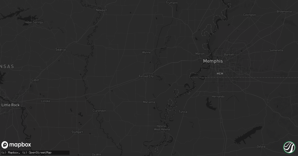 Hail map in Forrest City, AR on July 8, 2026
