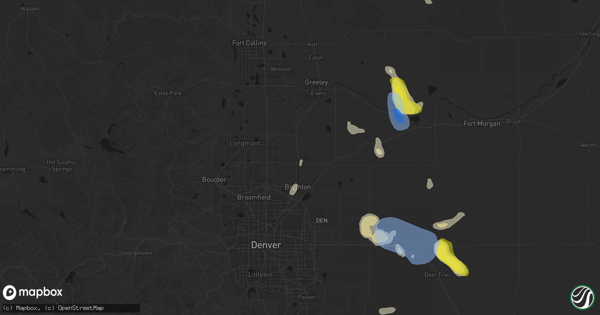 Hail map in Fort Lupton, CO on July 8, 2026