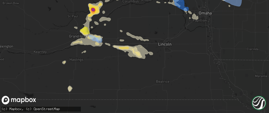 Hail map in Friend, NE on July 8, 2026