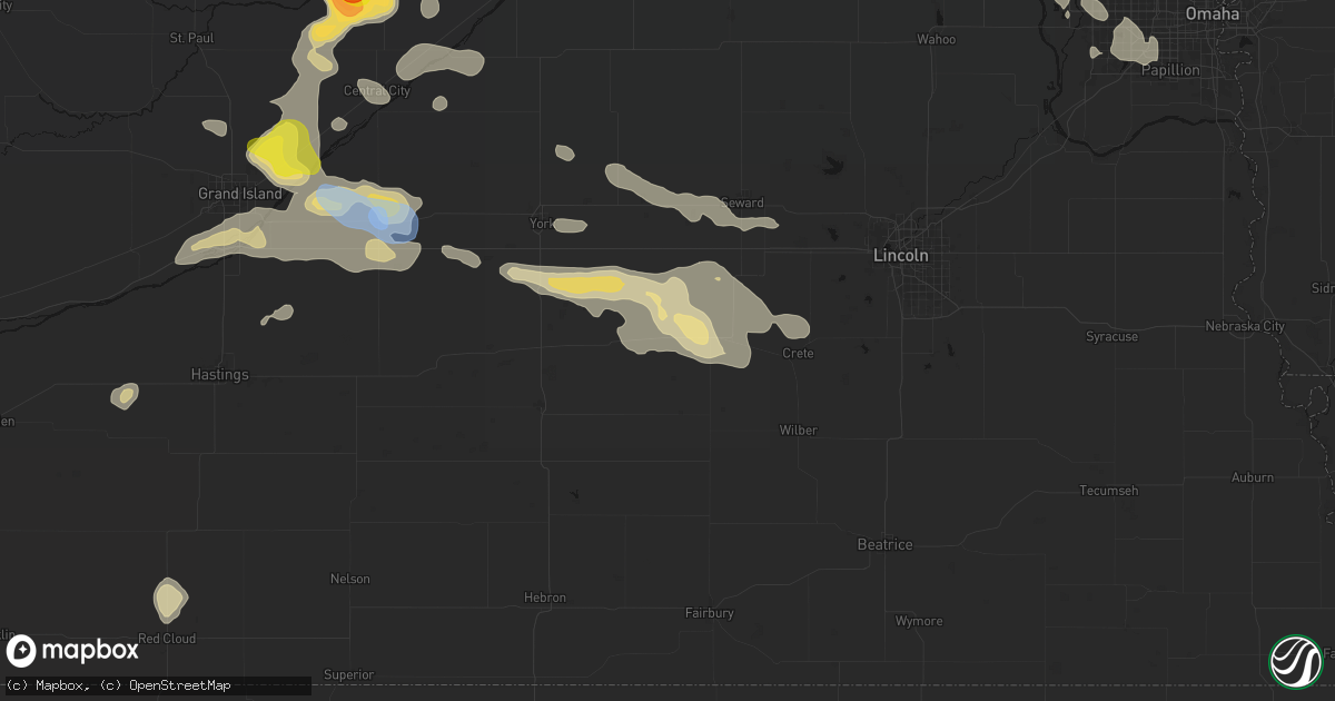 Hail map in Friend, NE on July 8, 2026