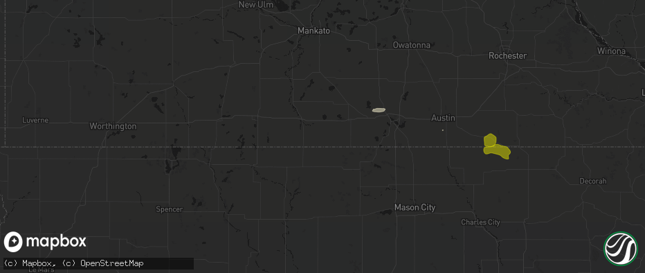Hail map in Frost, MN on July 8, 2026