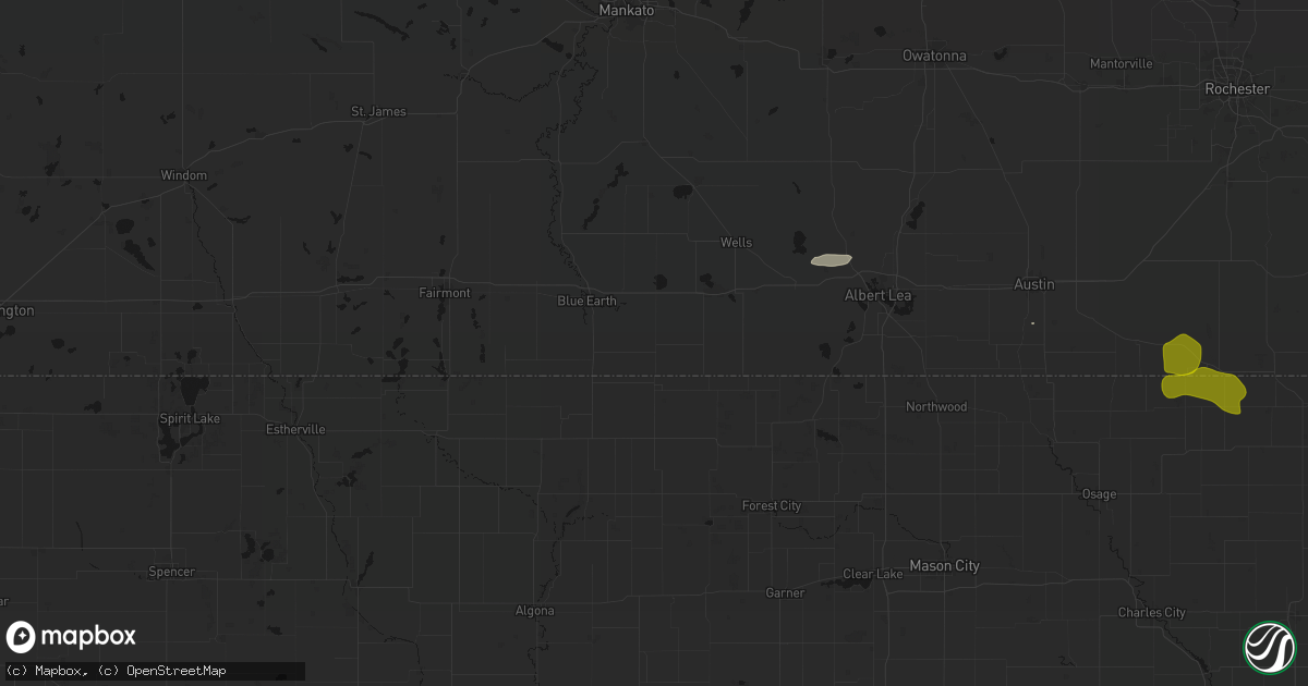 Hail map in Frost, MN on July 8, 2026