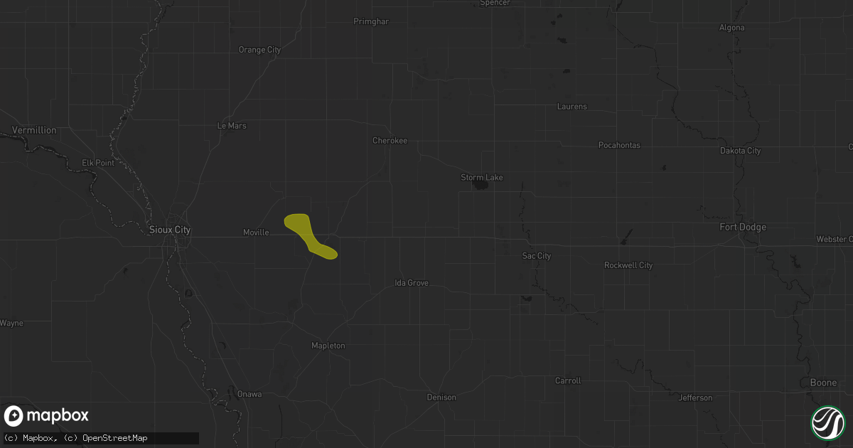 Hail map in Galva, IA on July 8, 2026