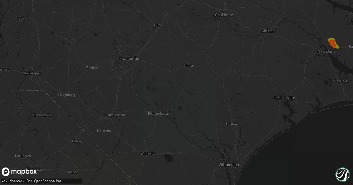 Hail map in Garland, NC on July 8, 2026