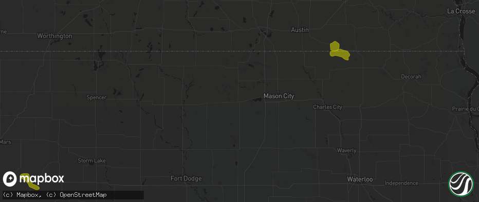 Hail map in Garner, IA on July 8, 2026