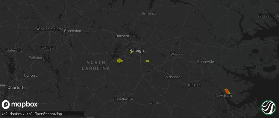 Hail map in Garner, NC on July 8, 2026