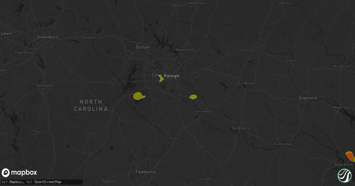 Hail map in Garner, NC on July 8, 2026