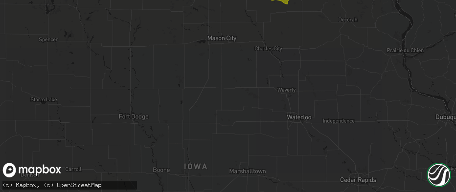 Hail map in Geneva, IA on July 8, 2026