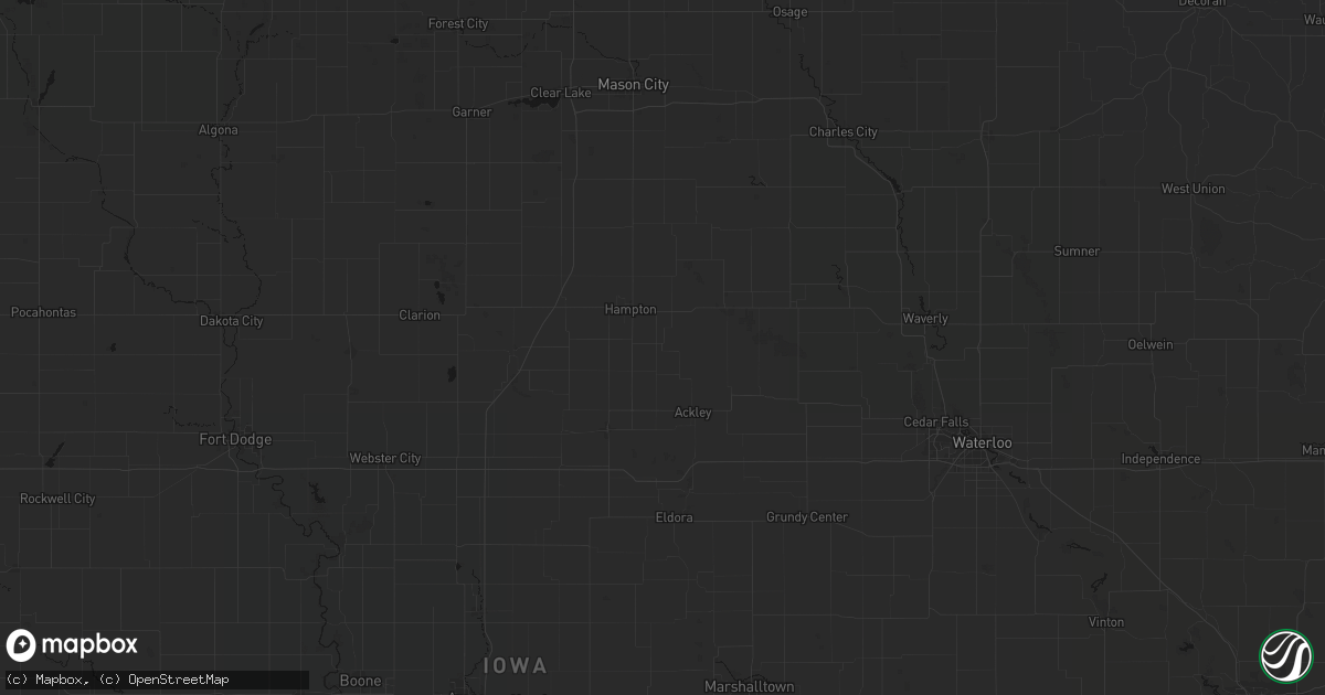 Hail map in Geneva, IA on July 8, 2026