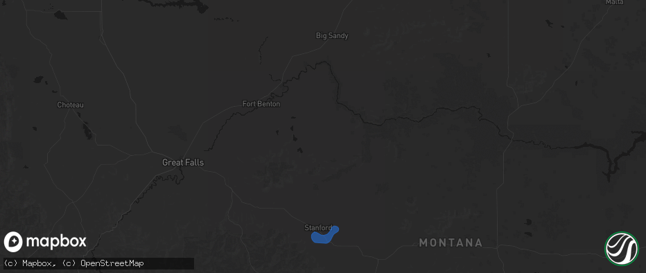 Hail map in Geraldine, MT on July 8, 2026