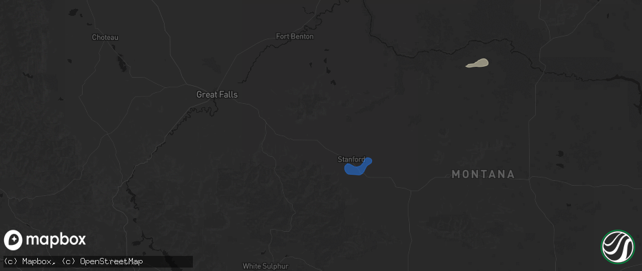 Hail map in Geyser, MT on July 8, 2026