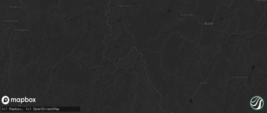 Hail map in Gibbonsville, ID on July 8, 2026