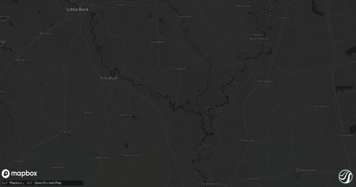 Hail map in Gillett, AR on July 8, 2026