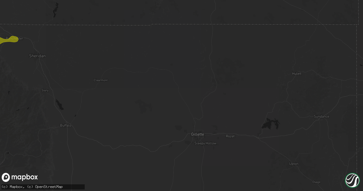 Hail map in Gillette, WY on July 8, 2026