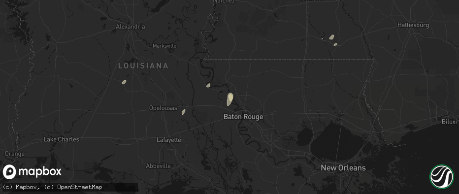 Hail map in Glynn, LA on July 8, 2026
