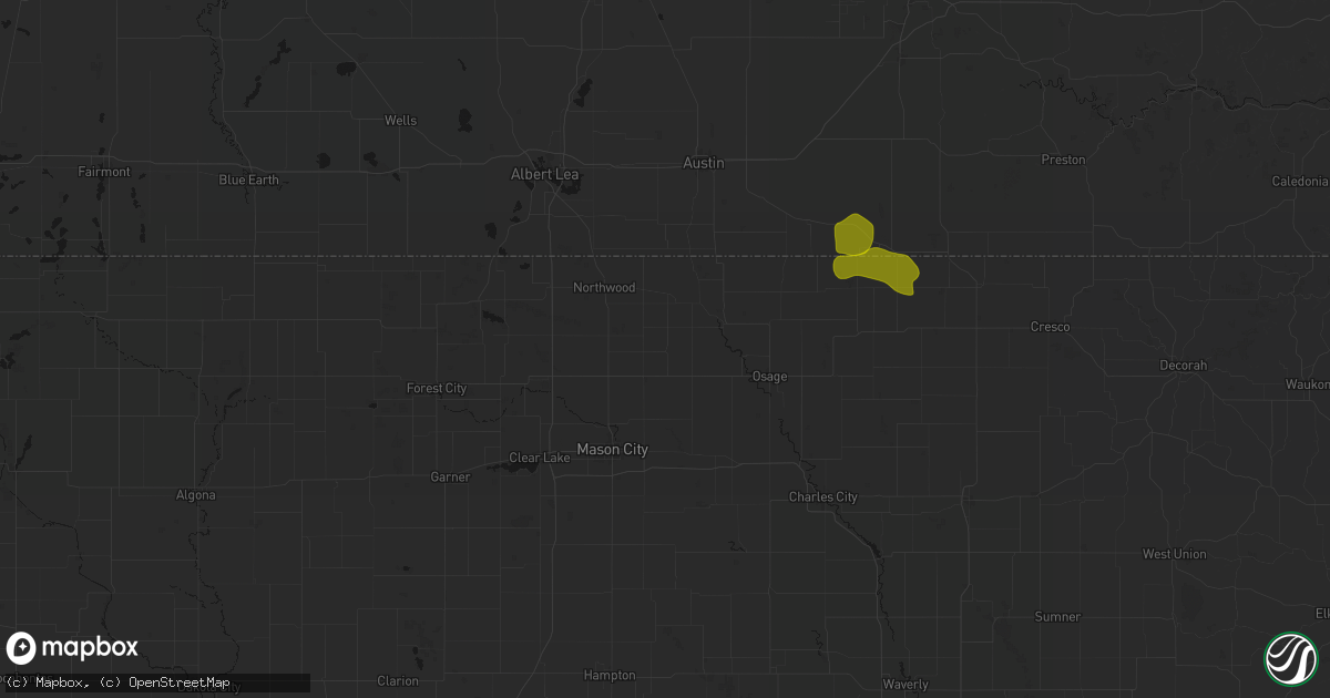 Hail map in Grafton, IA on July 8, 2026