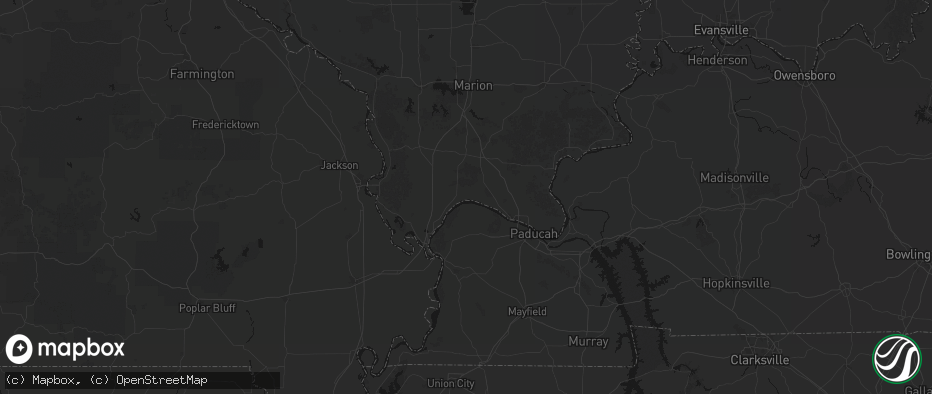 Hail map in Grand Chain, IL on July 8, 2026