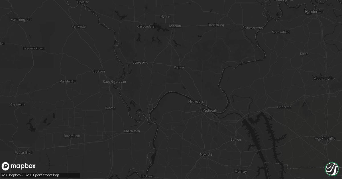 Hail map in Grand Chain, IL on July 8, 2026