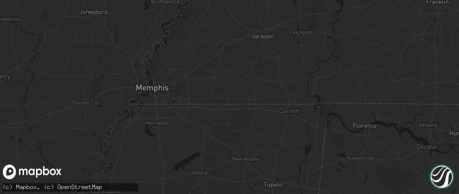 Hail map in Grand Junction, TN on July 8, 2026