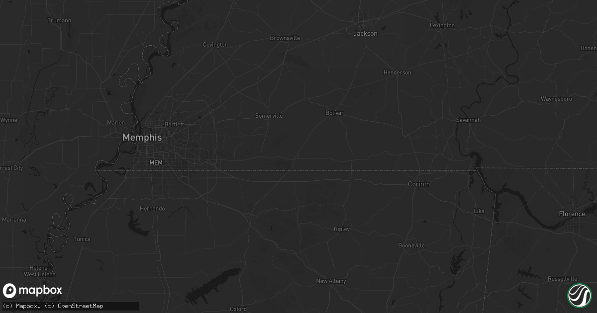 Hail map in Grand Junction, TN on July 8, 2026
