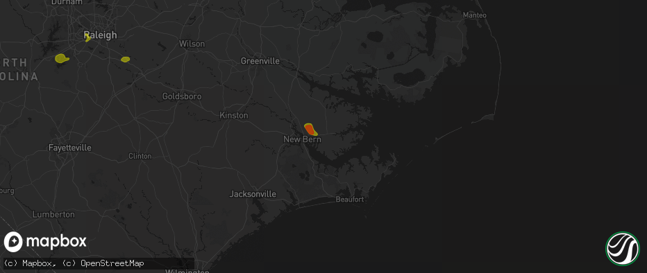 Hail map in Grantsboro, NC on July 8, 2026