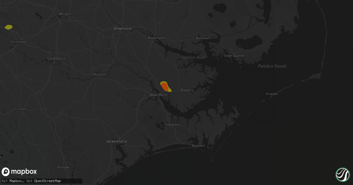 Hail map in Grantsboro, NC on July 8, 2026