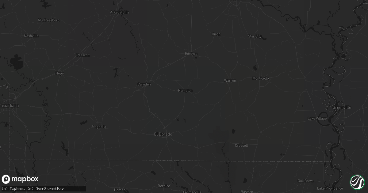 Hail map in Hampton, AR on July 8, 2026