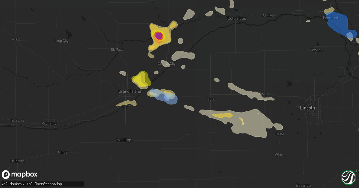 Hail map in Hampton, NE on July 8, 2026