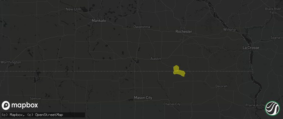 Hail map in Hayward, MN on July 8, 2026
