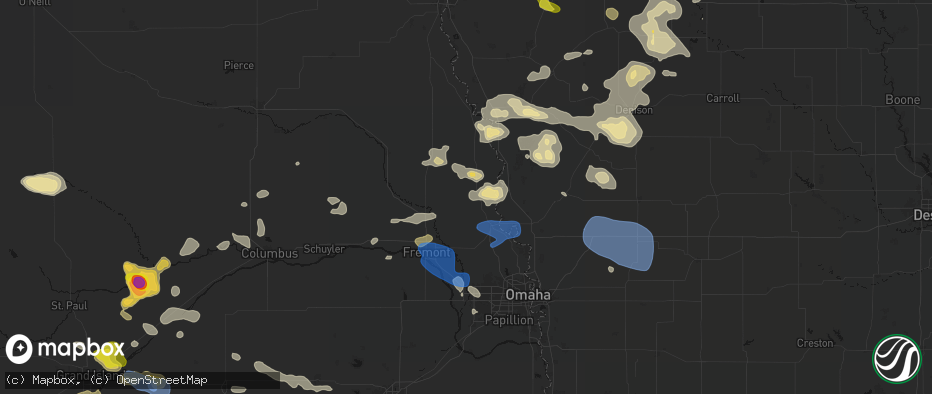 Hail map in Herman, NE on July 8, 2026