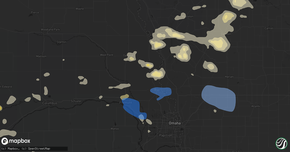 Hail map in Herman, NE on July 8, 2026