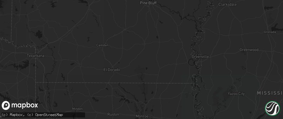 Hail map in Hermitage, AR on July 8, 2026